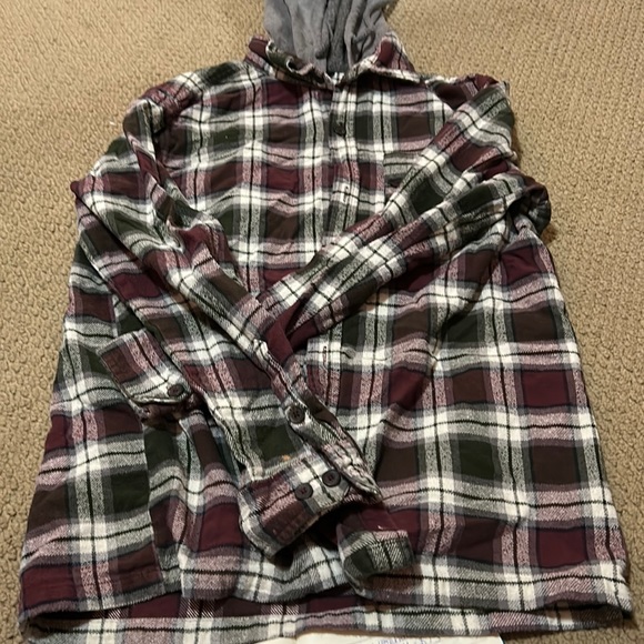 Men’s flannel hoodie button down - Picture 1 of 1